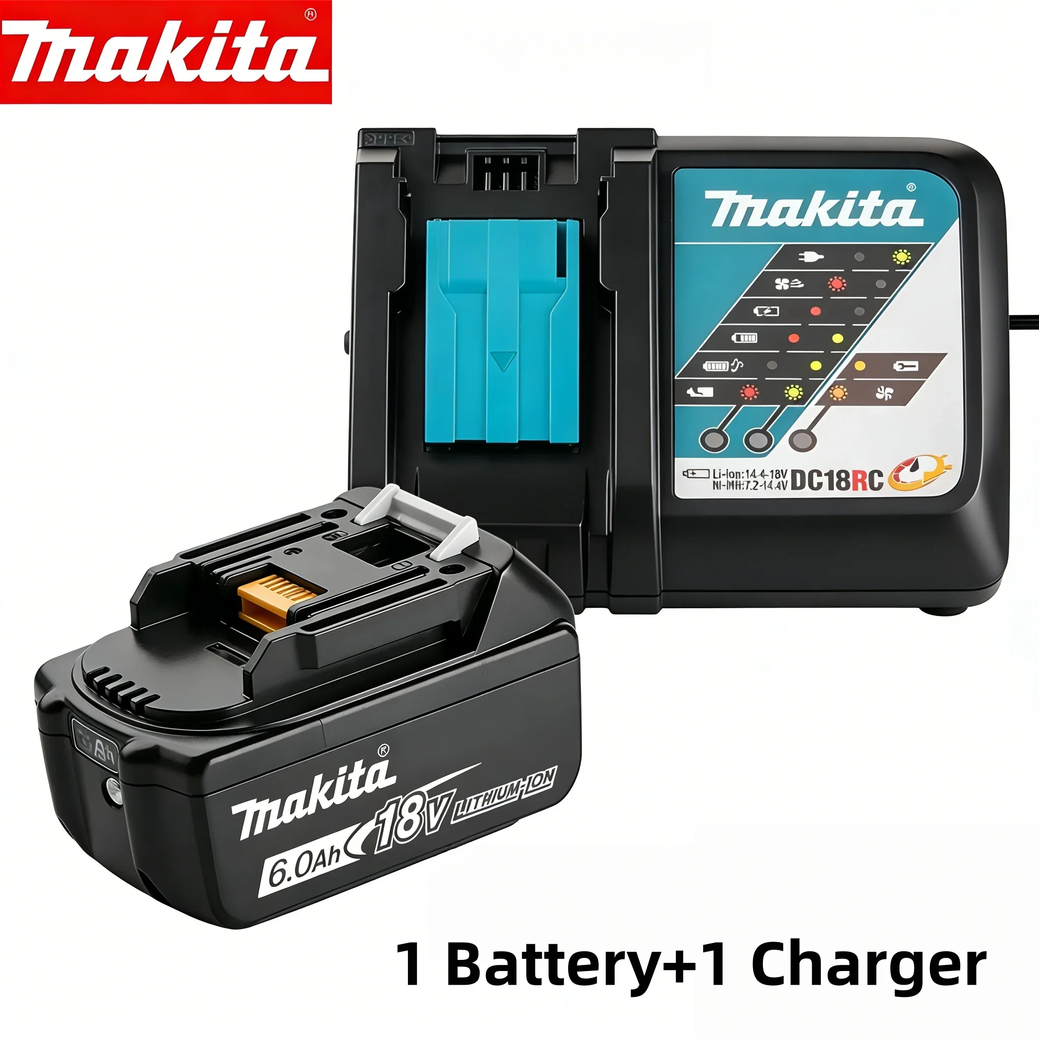 Originele Makita 18V 6.0Ah Batterij + DC18RC Snelle Lader Kit, BL1860B LXT Lithium Ion Power Tool Batterij, Gratis Verzending