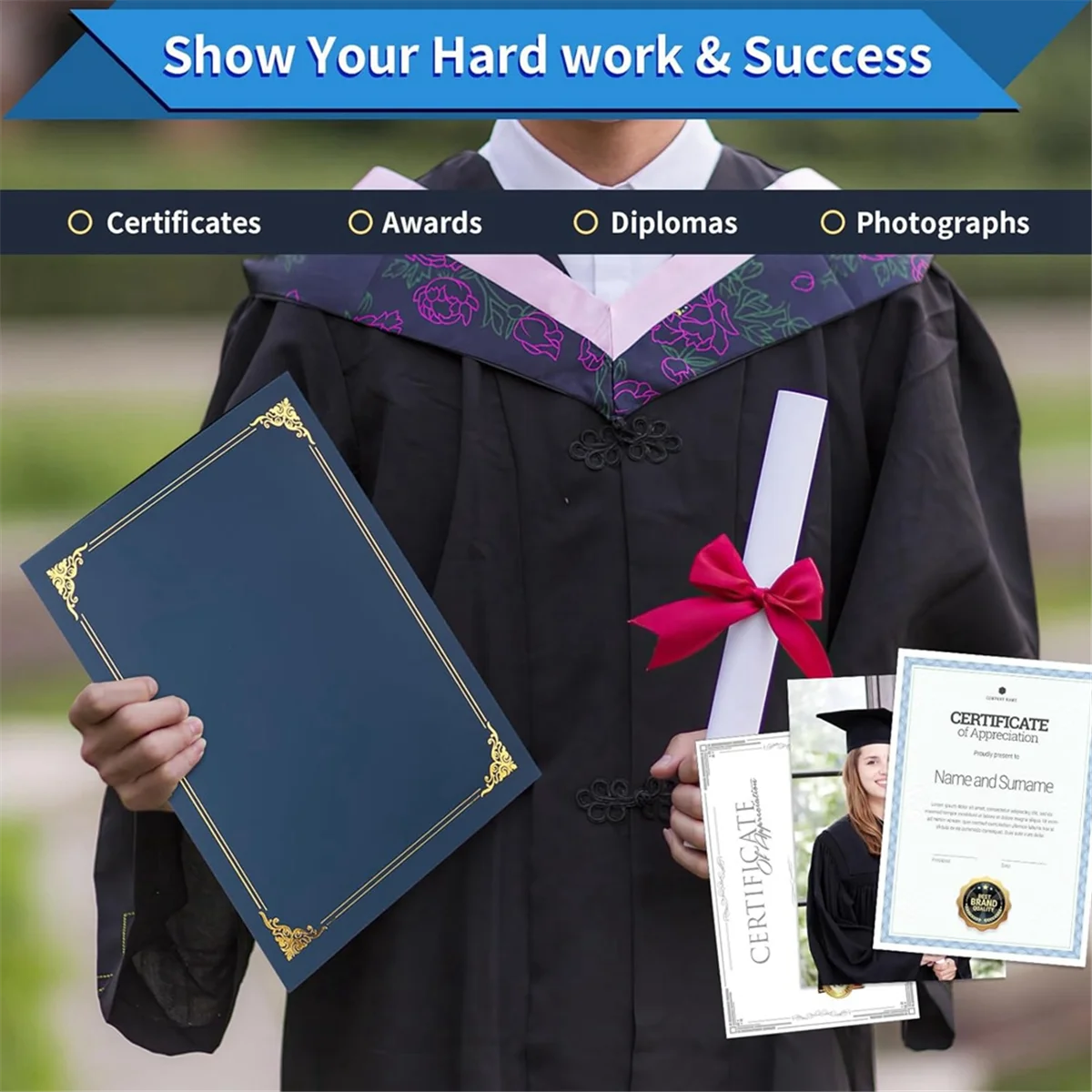 A04I Certificate Holders, 25 Packs Diploma Holders, Certificate Covers with Gold Foil Border for Letter Size 8.5x11 Inch image 3