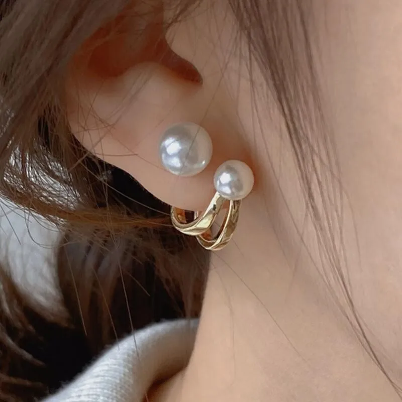 

925 Silver Needle Korean Fashion Pearl Stud Earrings For Women Jewelry 2025 Trending Crystal Flower Butterfly Leaf Earrings Gift