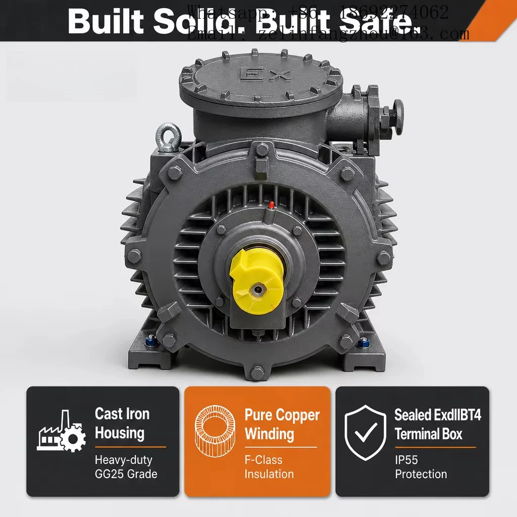 Explosion Proof Three Phase AC Motor ExdIIBT4 IE3 IE4 0.75kW-315kW YBX3 Cast Iron Oil Gas Chemical Mining Heavy Duty