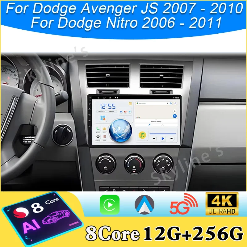 Radio de coche Carplay para Dodge Avenger JS 2007 - 2010 para Dodge Nitro 2006 - 2011 navegación GPS Android Auto reproductor Multimedia BT