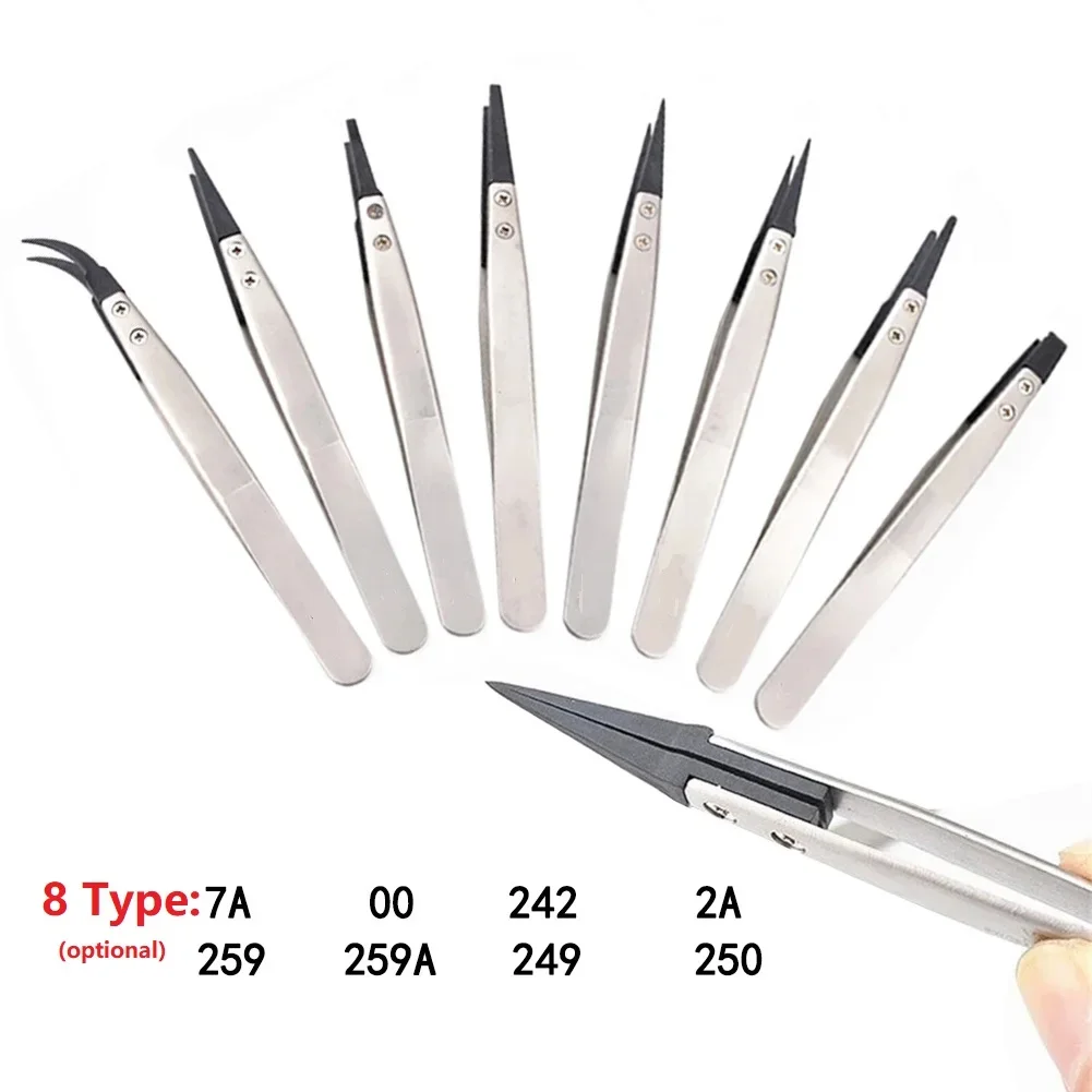 Stainless Steel Craft Tweezers with Replaceable Tip High Strength Anti Static Non Magnetic Acid Base Protection
