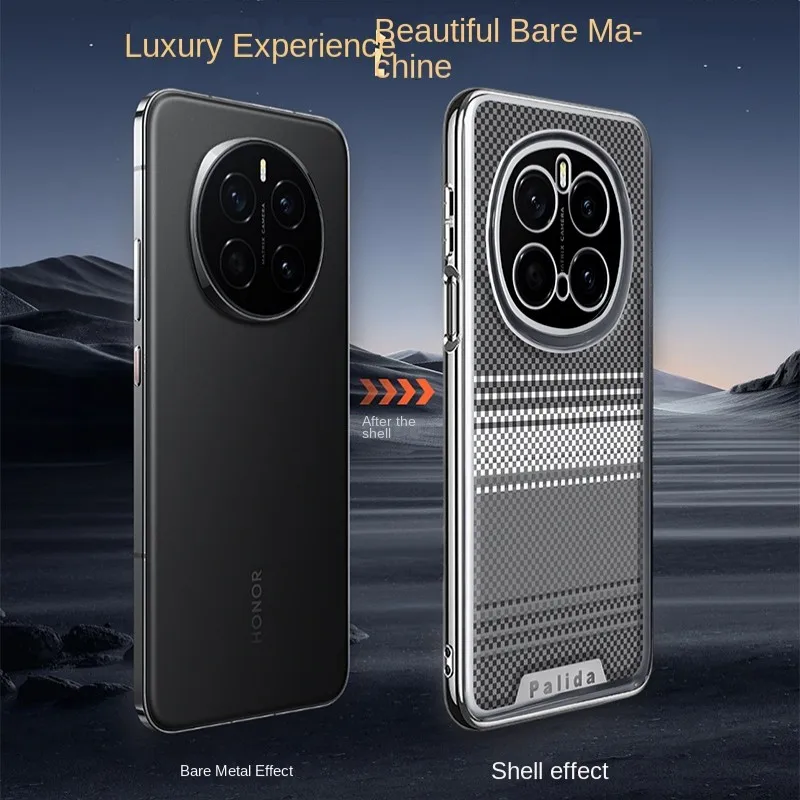 بالنسبة لحافظات الهاتف Honor Magic 7 و7 Pro المطلية بالكهرباء، تتميز بتصميم سطح من الجلد الصناعي بملمس كيفلر، #3