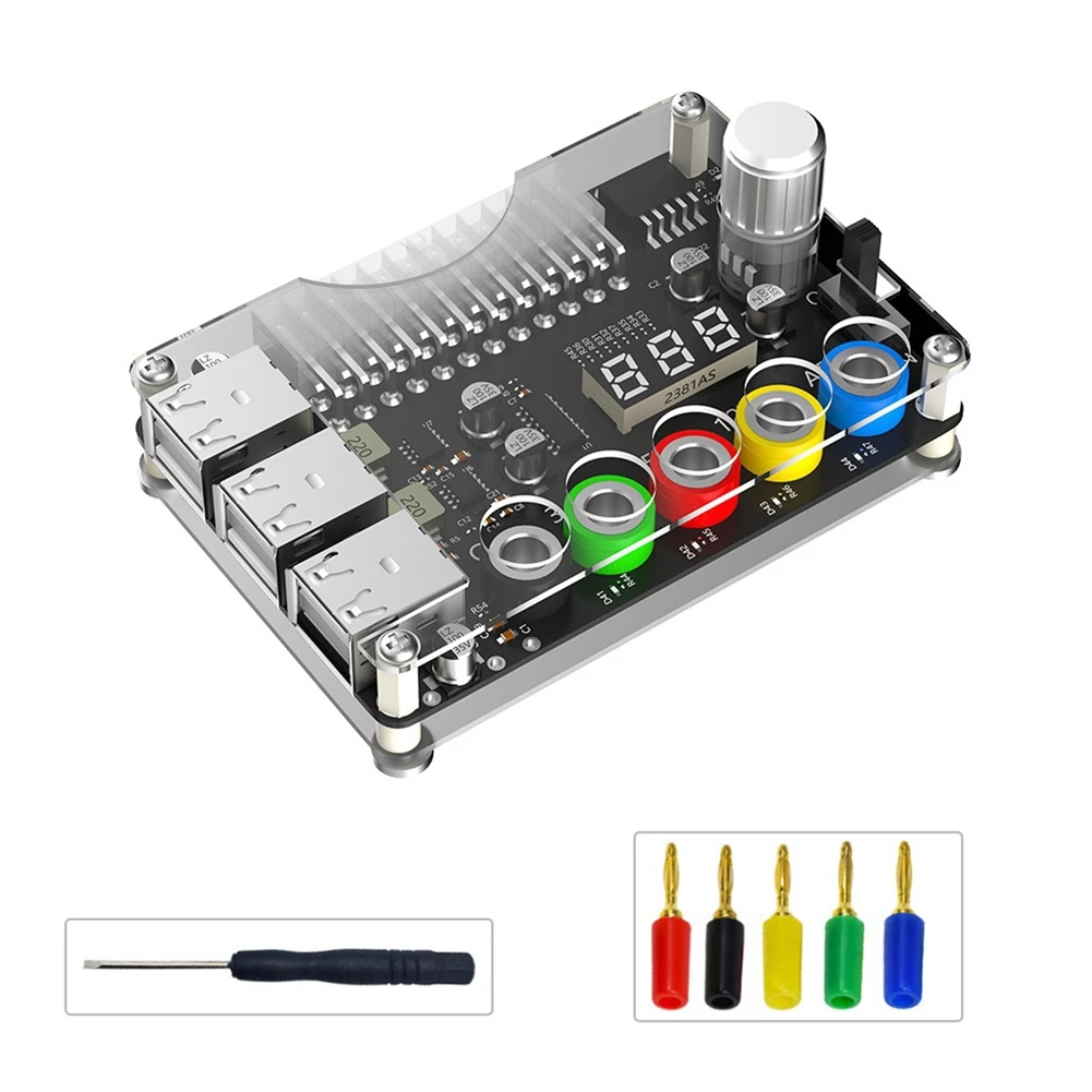 A59E 24Pin ATX Power Supply Breakout Board Power Module Adjustable Voltage Knob 6 Port USB 2.0 Supports QC2.0 QC3.0