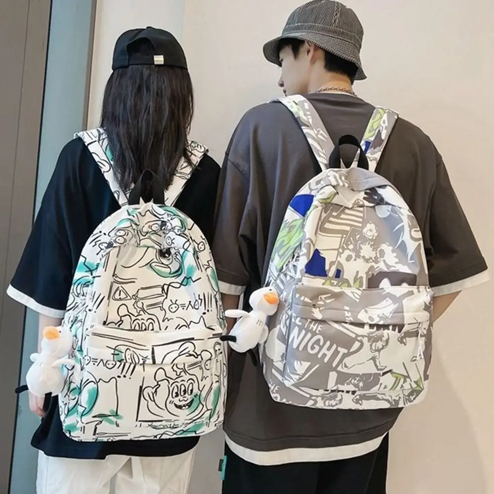 

New Fashion Large Capacity Backpack Graffiti Trend Korean Style Schoolbag Ultra-light Shoulder Bag