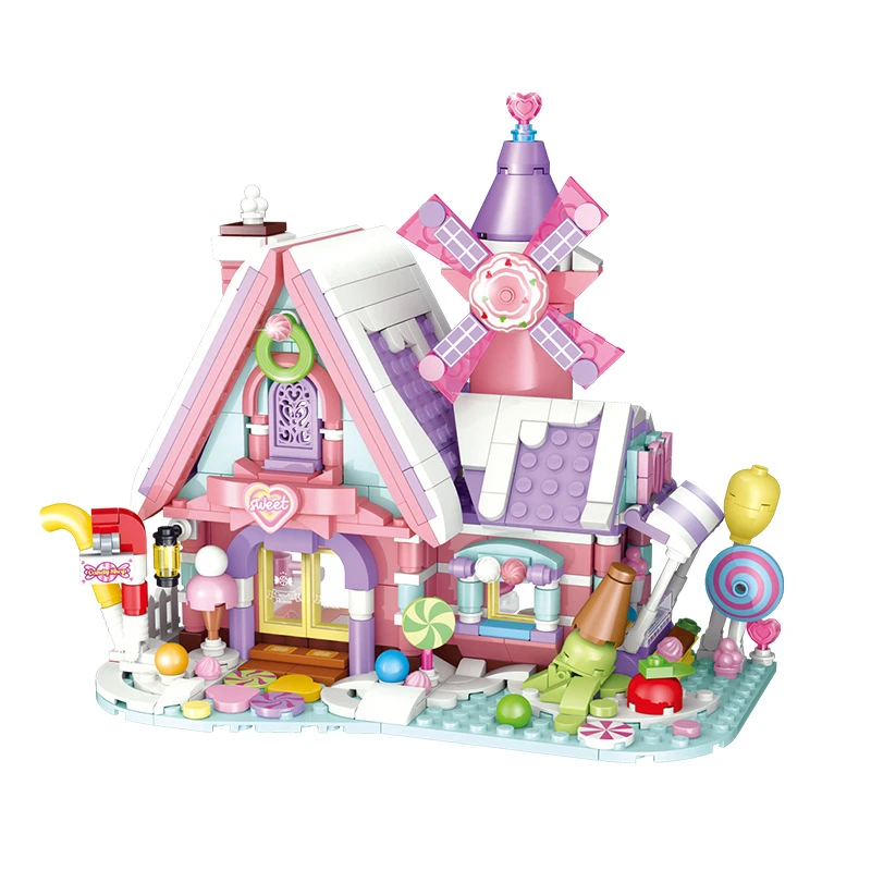 Dream House Fairy Tale Pink Candy Garden Forest Cottage Blocos de Construção, Modelo Clássico, Mini conjuntos de tijolos, Kits Kids