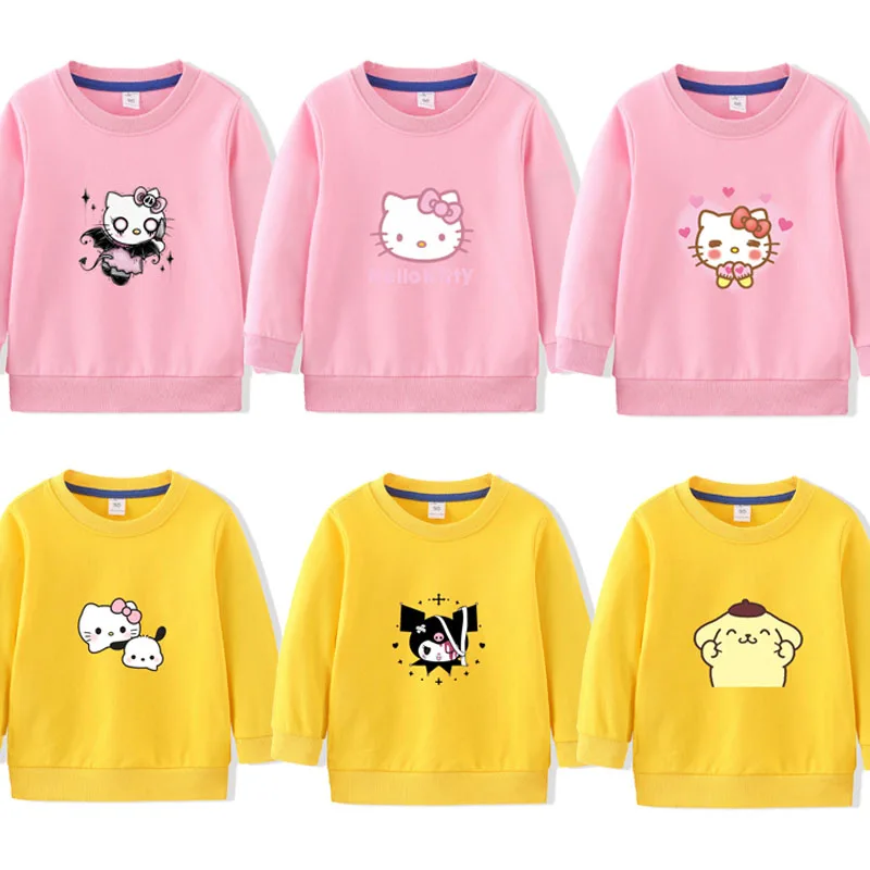 

Hello Kitty Clothes Girl Sports Jacket Leisure Long Sleeves Kawaii Student Exquisite Loose Hoodie Sweatshirt Birthday Gift