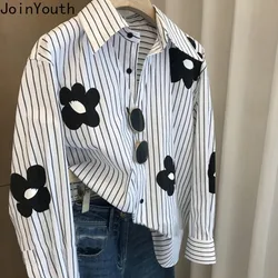 Long Sleeve Striped Women Shirt Floral Fashion Casual Blouses 2024 Blusas Mujer De Moda Vintage Loose Korean Blouse Tops 27x702