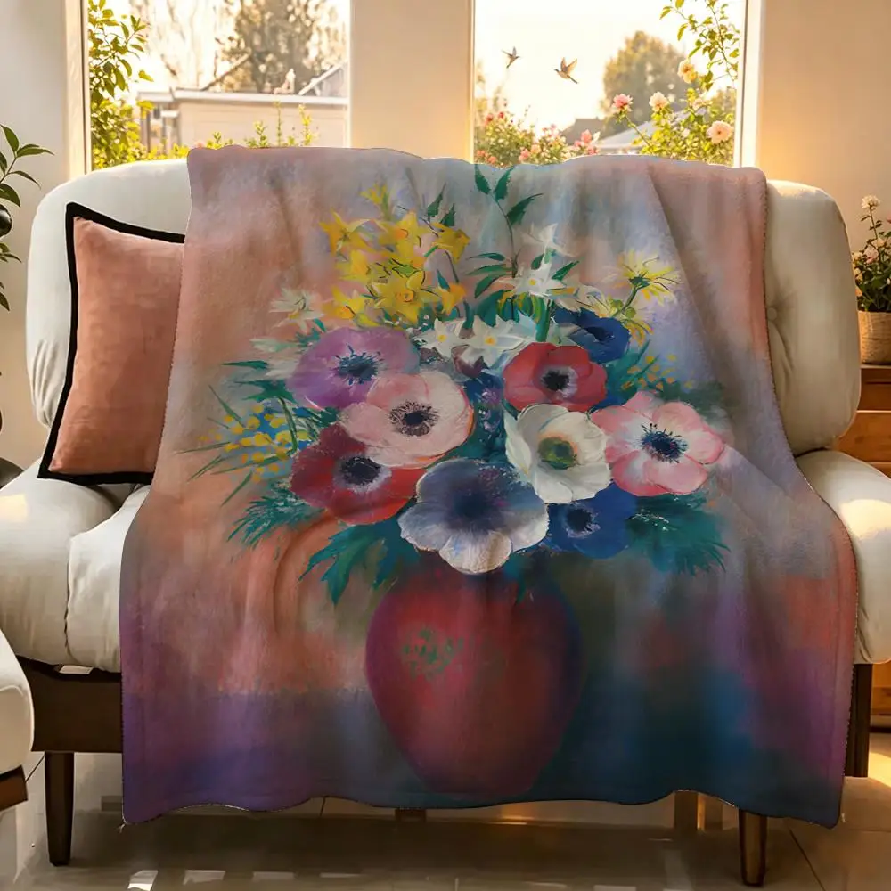 Artist Classic O-Odilon Redon Throw Flannel Throw Blanket Suitable warm for Sofa、Living Room、Bedroom soft