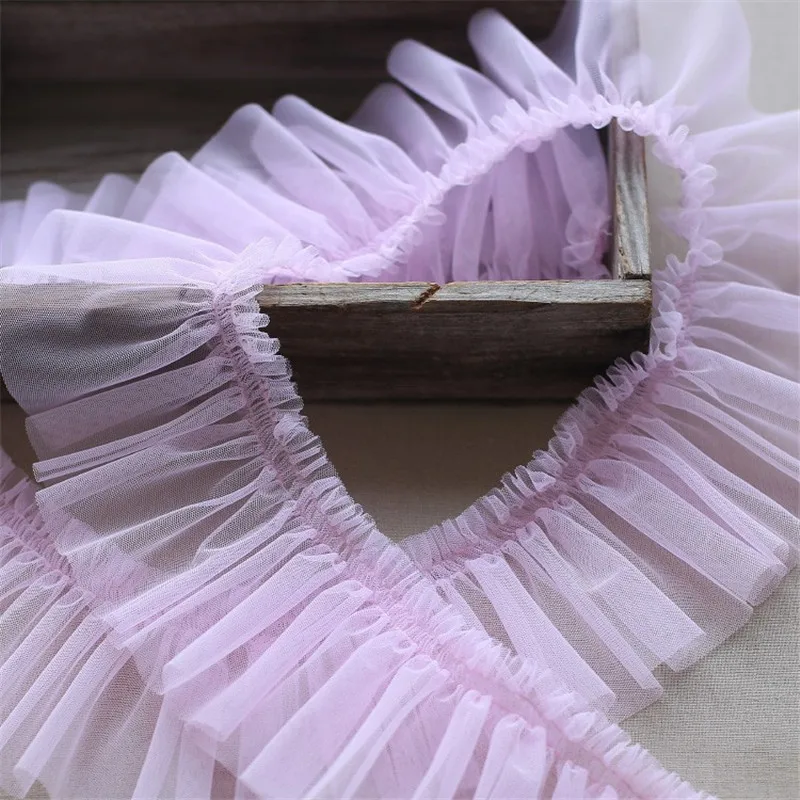 10CM Wide Tulle Frilled Mesh 3d Pleated Fabirc Lace Embroidery Fringed Ribbon Ruffle Trim Dress Collar Applique DIY Sewing Decor