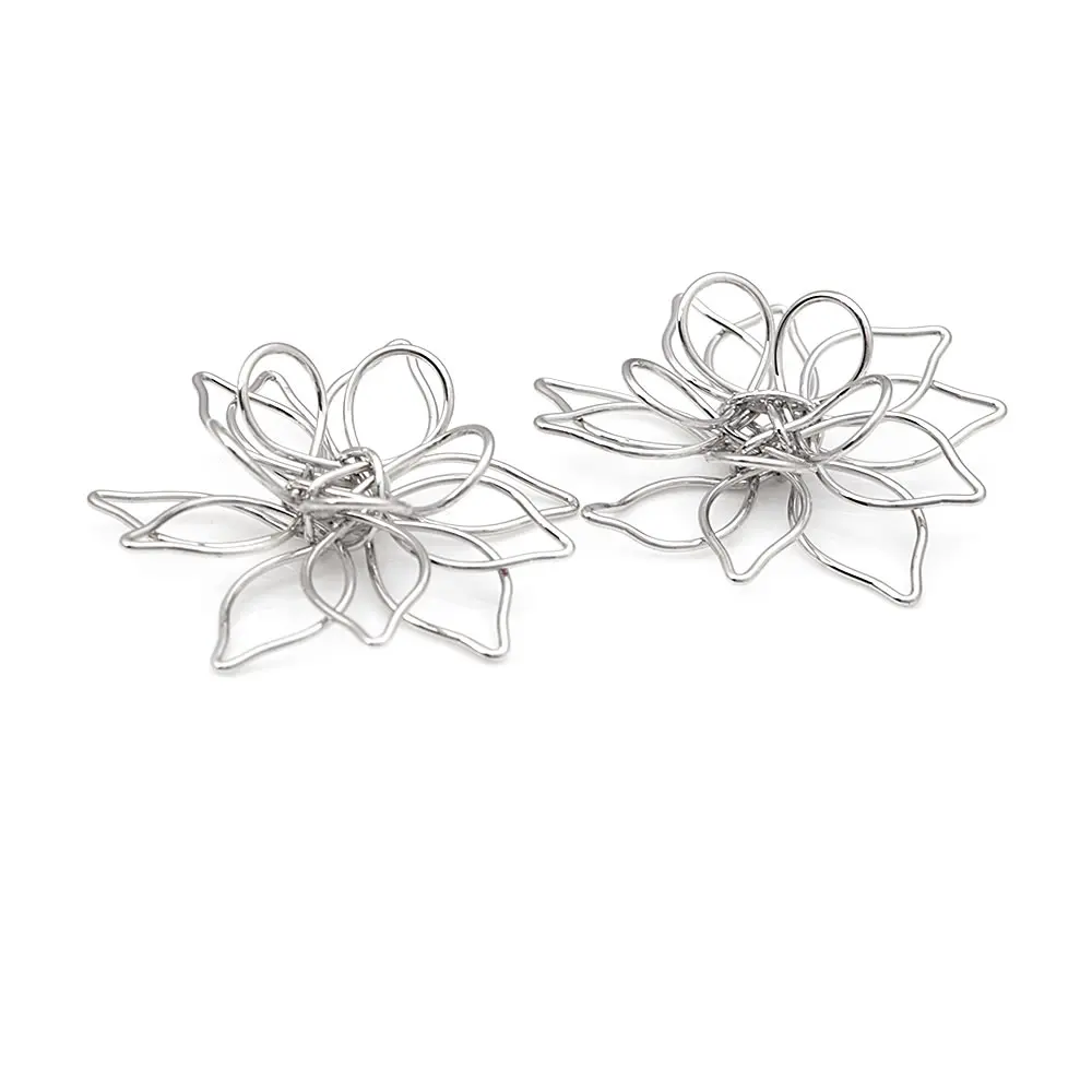 18K Gold Color 3D Wire Flower Charms Pendants High Quality Diy Jewelry Making Necklace Earrings Accessories for Women