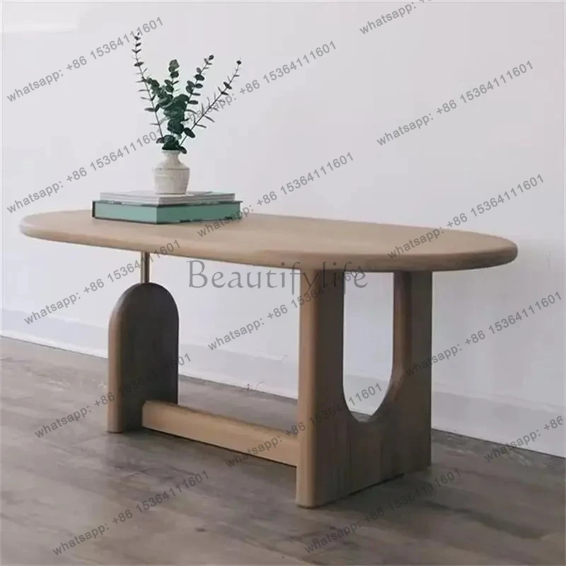 Medieval style workbench Italian minimalist designer Modern minimalist desk Solid wood Western dining table
