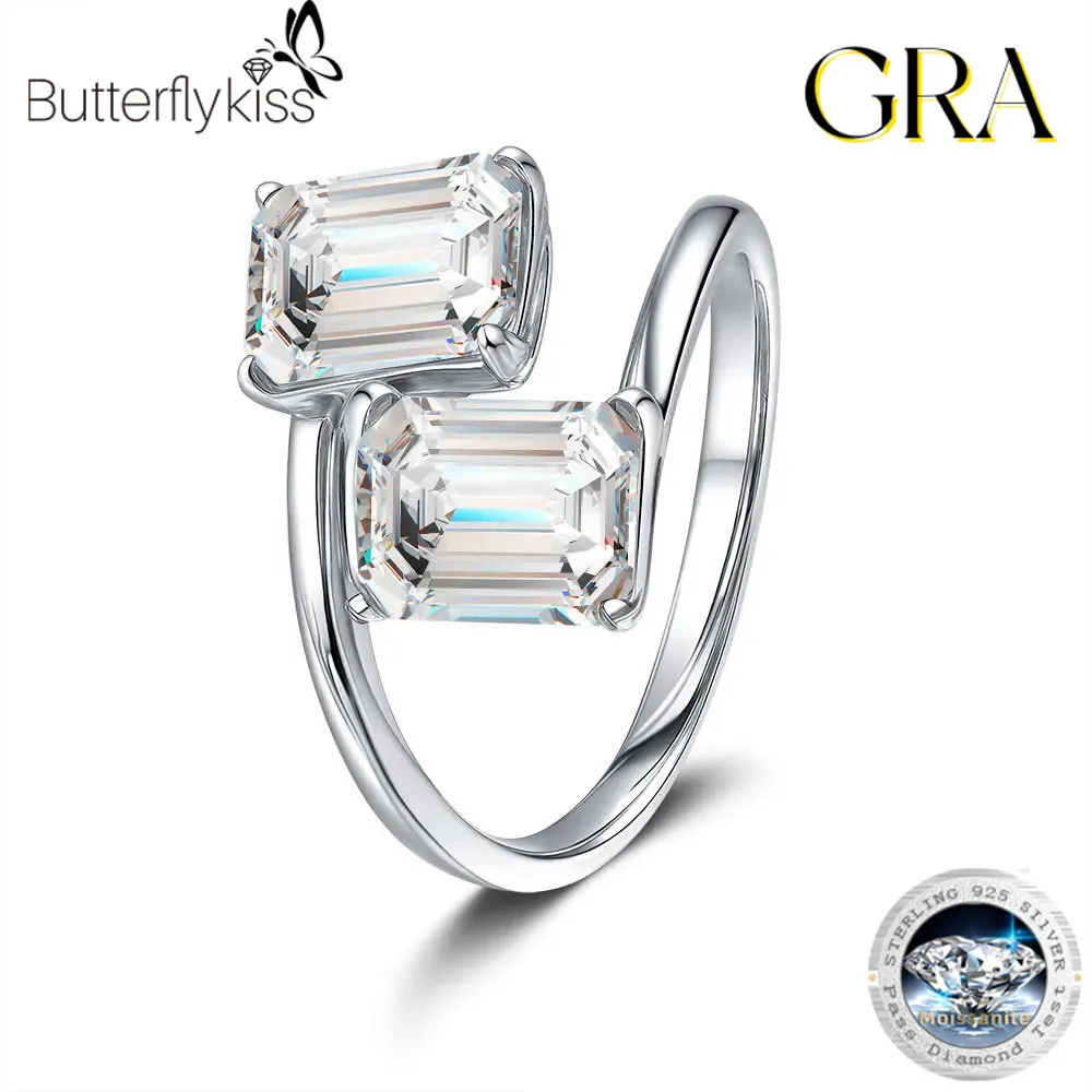 

Butterflykiss Each 2ct D Color Emerald Moissanite Men Ring 925 Sterling Silver Engagement Rings For Man Jewelry Wholesale