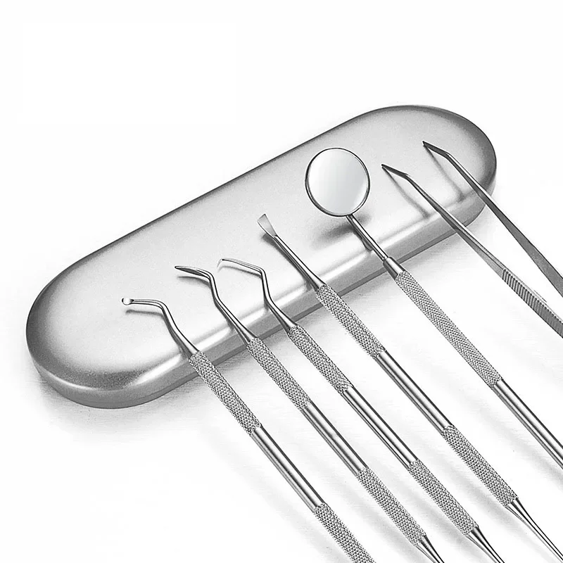 Stainless Steel Dental Tools Mouth Mirror Probe Tartar Protector Tartar Tools Dentist Tool Set With iron box Family travel