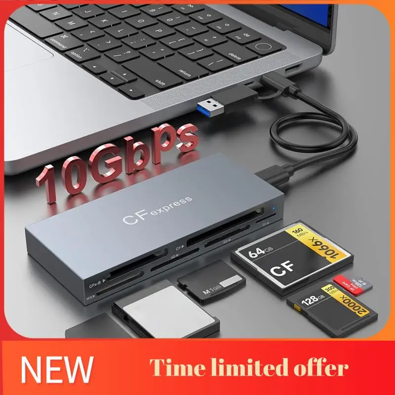 

A42T-6 In 1 Cfexpress Type B Card Reader For Cfexpress Type B/SD/TF/CF/XD/MS,USB 3.2 Gen 2 10Gbps Cfexpress Adapter Memory