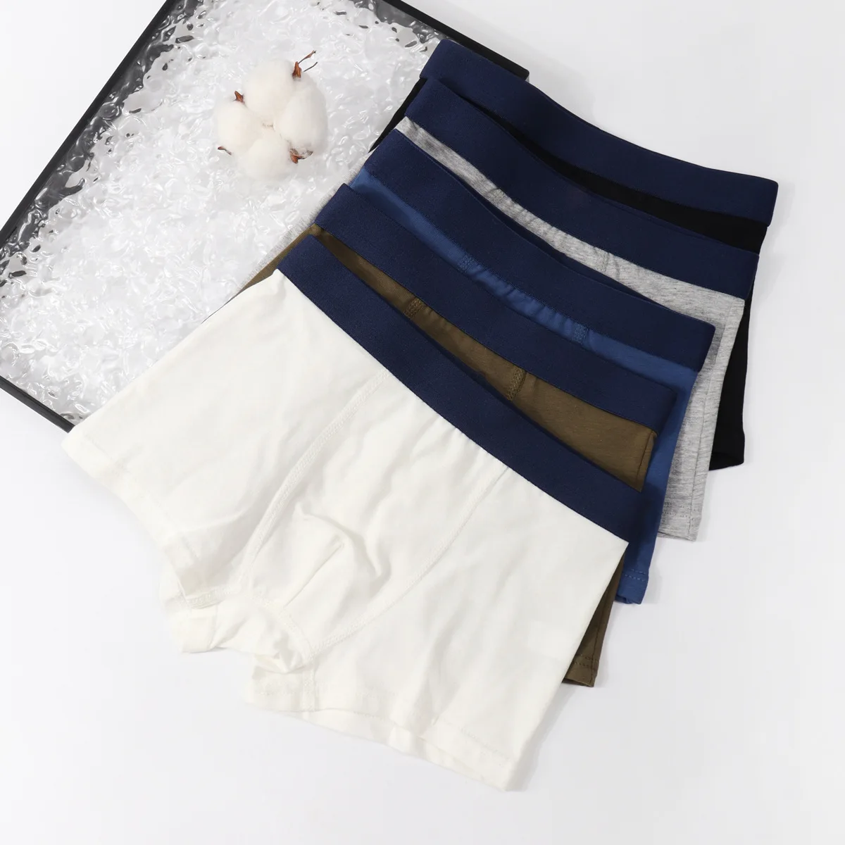 new high quality boys boxer shorts panties kids solid 95%cotton children underwear 2-8year 5pcs/lot fashion students mix color