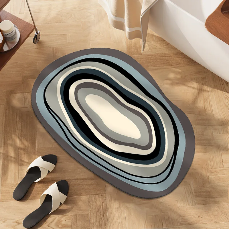 

Modern Abstract Line Design Diatom Mud Absorbent Floor Mat At The Bathroom Door Bathroom Toilet Anti Slip Quick Drying Mat