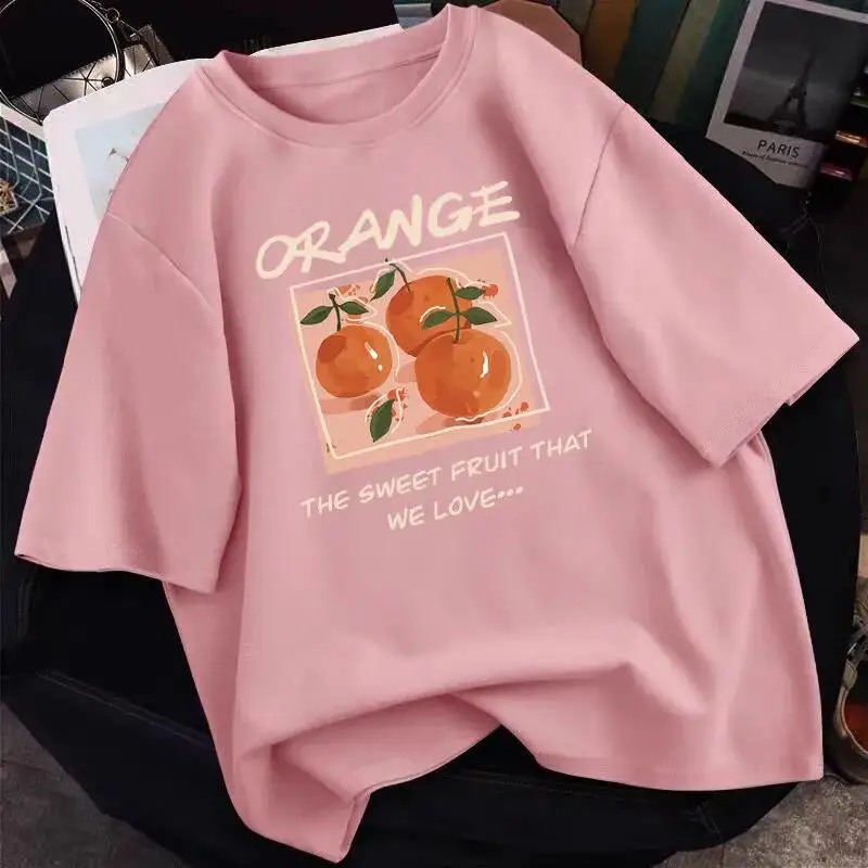 Camiseta de algodón puro de verano para mujer, de manga corta, diseño de ropa para mujer, estilo nicho, holgada, talla grande, de verano, de media manga.