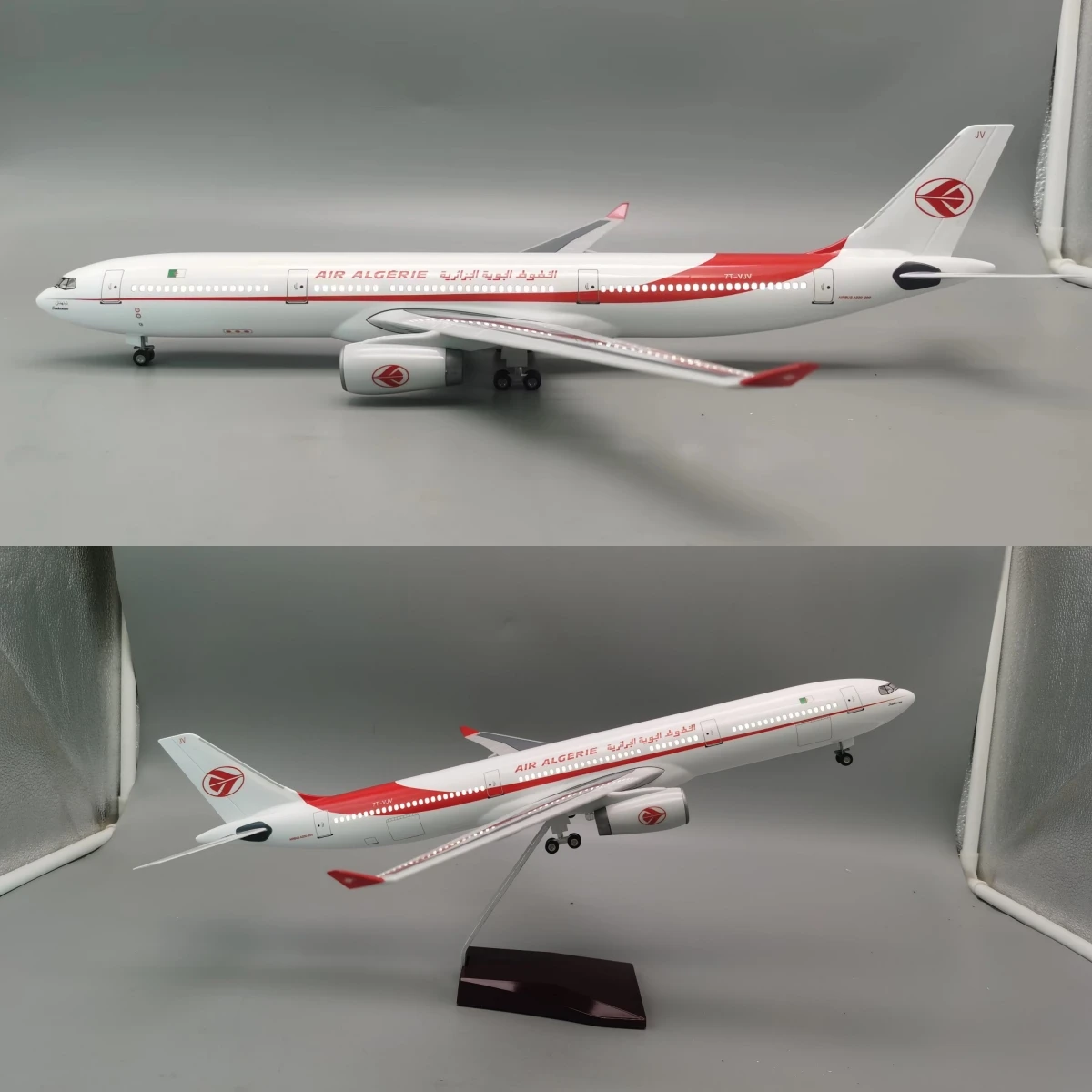 47CM 1:135 Scale330 A330 Algeria Airlines Aircraft Model with Lights and Wheels Resin Plastic Assembled Airplane Decoration