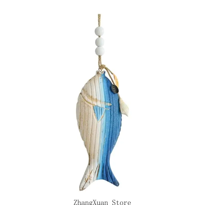 Fisch-Wandkunst mit abgenutztem Finish für Küsten-Eingangsdekoration, 3 x – Detail 9
