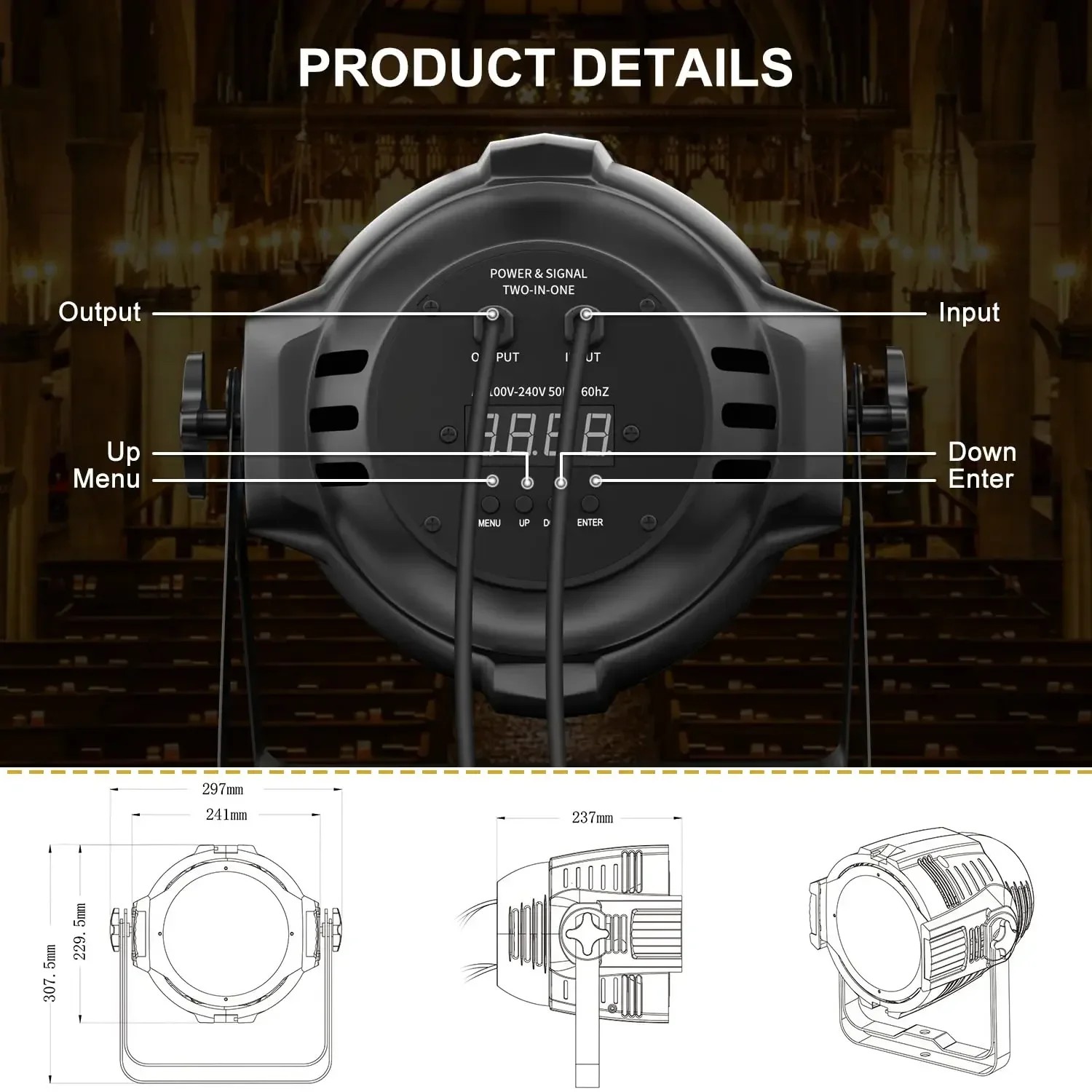 Big Dipper Warm&Cold White Stage Lights 100W COB DJ Lighting with Master-slave/DMX512 for Concert Theater Disco LC001-H 4pcs