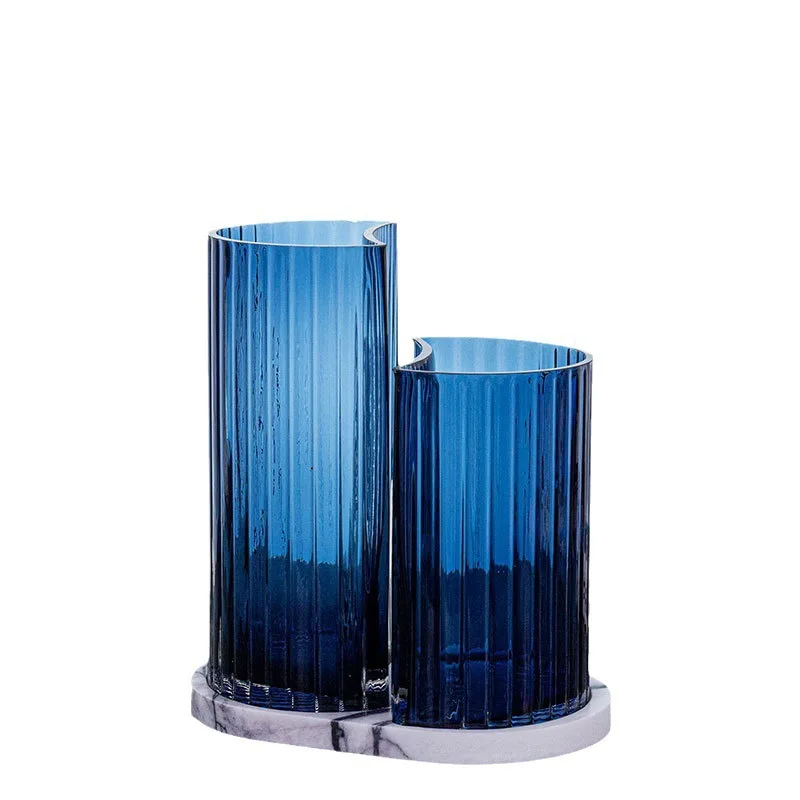 

Modern light luxury glass vase, creative art flower ornament insert dried flower hydroponic dining table ornament