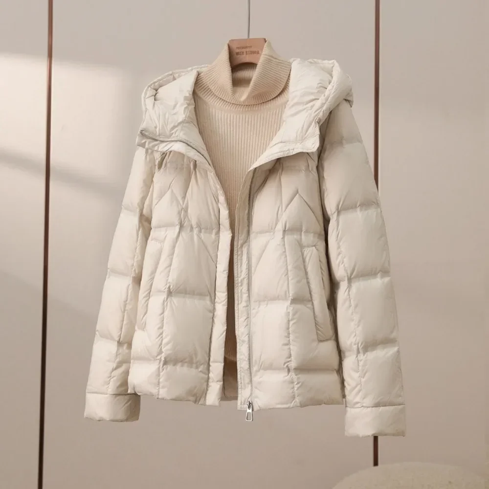 2024 New Autumn Winter Lightweight Puffer Jacket Women Parkas Fashion Casual Long Sleeve Single Breasted Coat Female