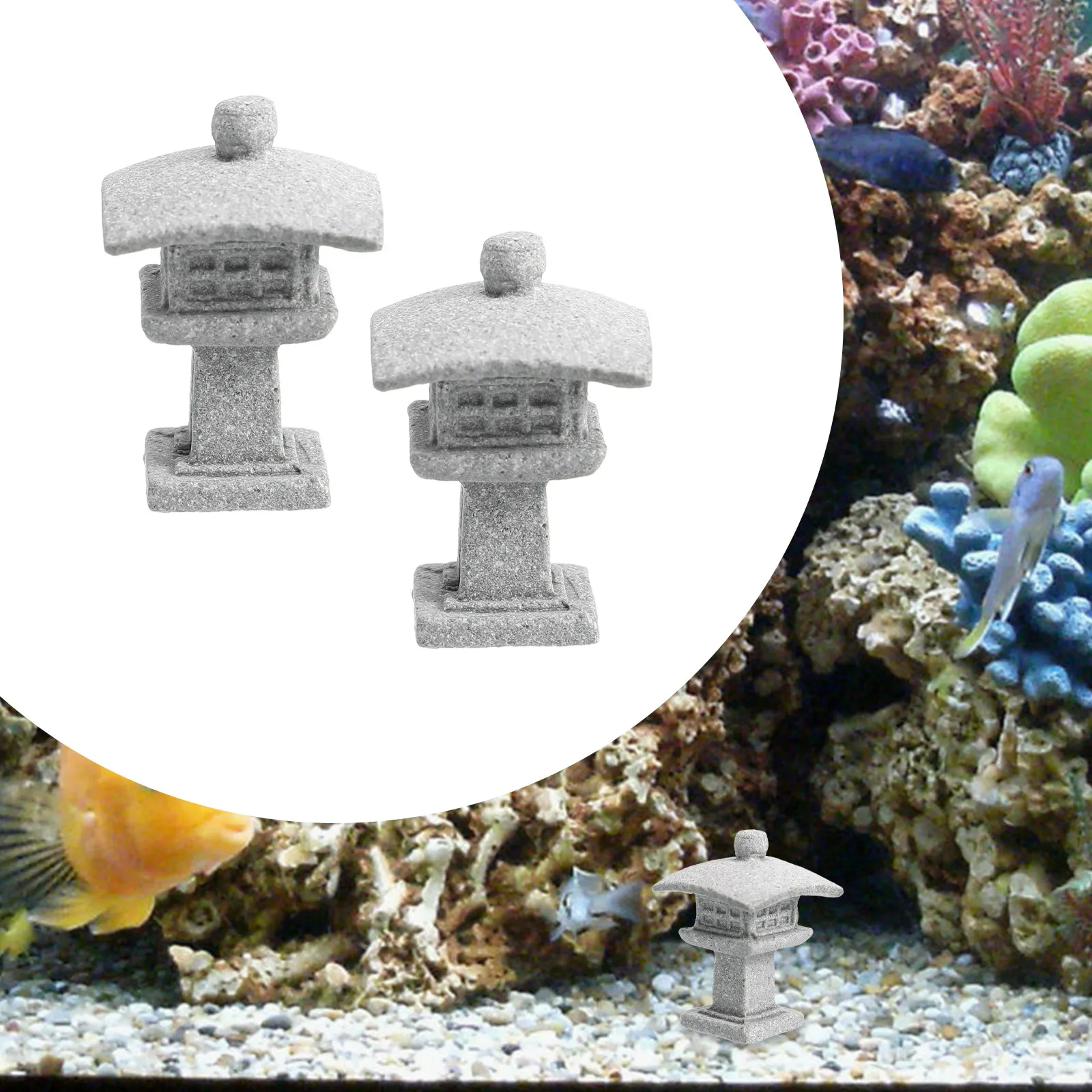 

2 шт. миниатюрные статуэтки пагод, каменные фонарики для декора сада, аквариума, гостиной, рабочего стола, микроландшафта, аксессуар для украшения дома