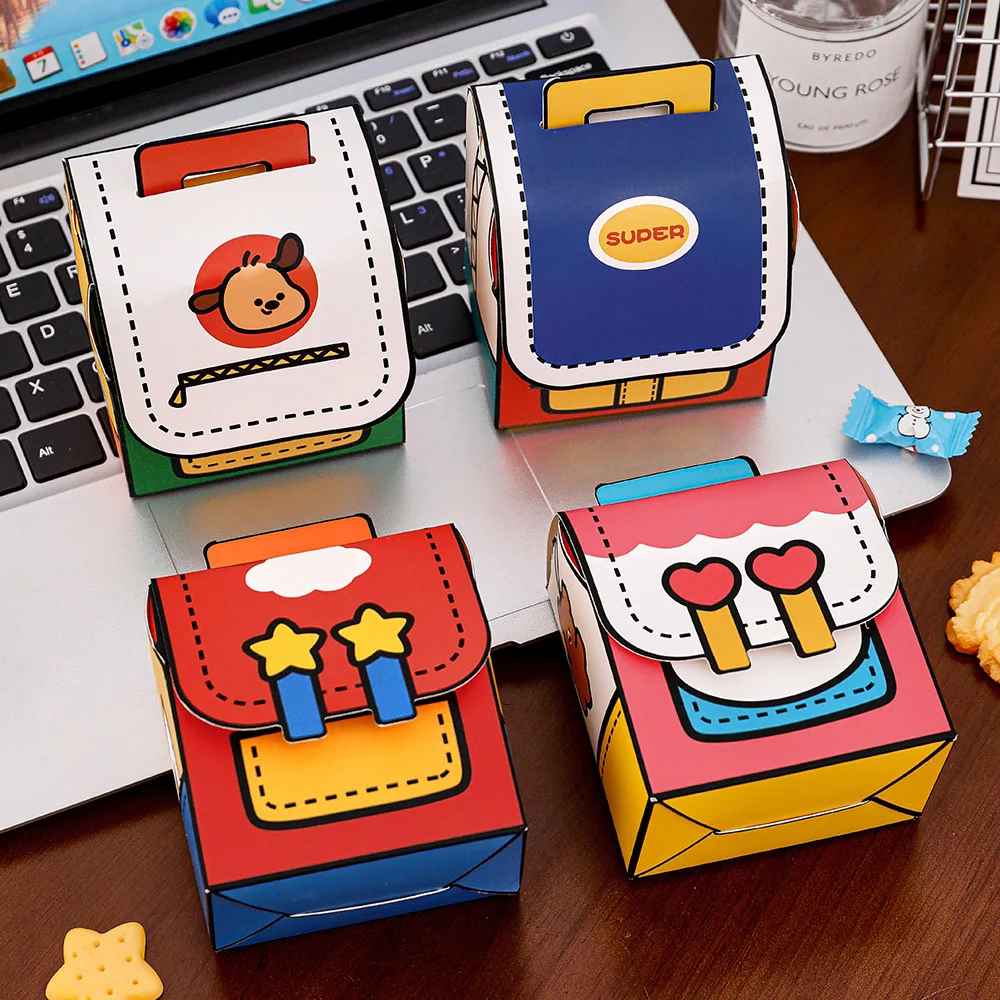 Cute Portable School Bag Candy Cookie Box Gift Packing Boxes for Kids