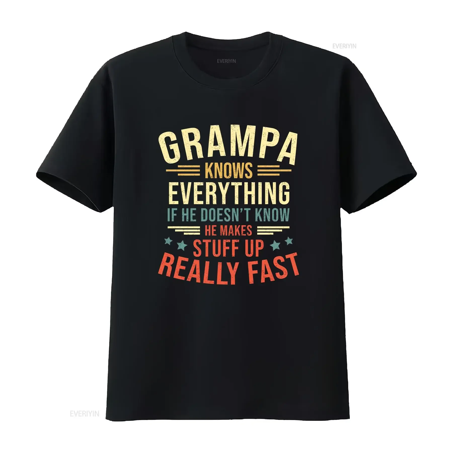 Camiseta Grampa Knows Everything, nueva, la mejor de todos los tiempos, para el Día del Padre, estilo vintage lavado, streetwear elástico, informal, con gráfico.