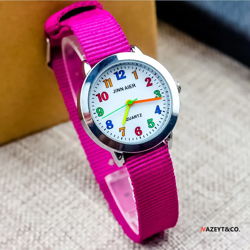 Reloj de dibujos animados para niños, moda coreana, reloj que brilla en la oscuridad, reloj de nailon simple informal para escuela primaria