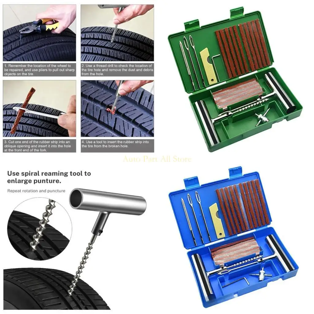 

J0MA Complete Auto Repair Tire Set Set Auto Tire Puncture Repairment Set Set Unlease Tire Puncture Ремонт