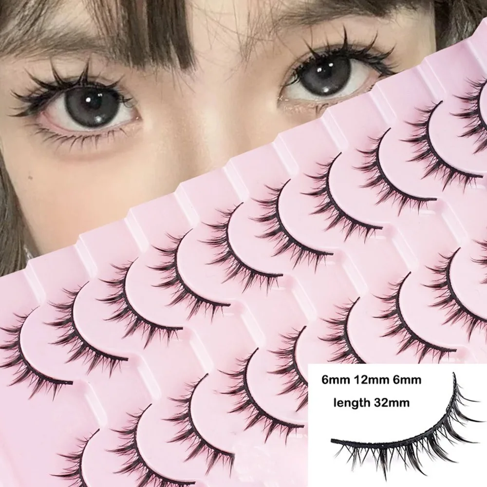 Neue konische falsche Wimpern, schwarze C-gekräuselte Anime-Wimpern, einzelne Wimpern