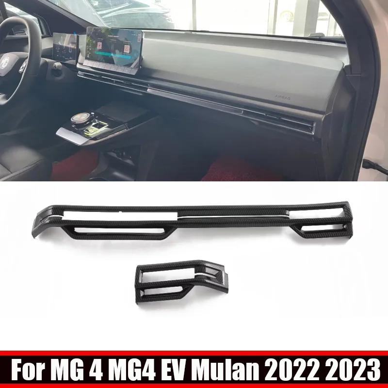 LHD For MG 4 MG4 EV Mulan 2022 2023 2024 ABS carbonfiber front dashboard air conditions outlet cover center conlose panle