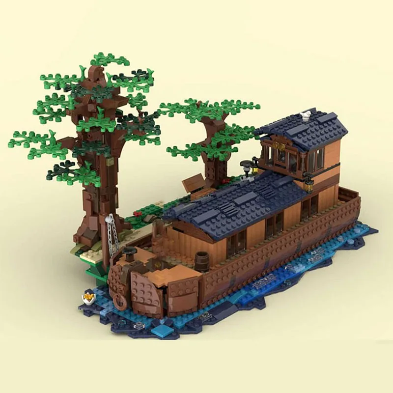 

1574 шт. MOC CanalVoyagers Баржа на канале Очаровательные подробные модульные строительные блоки Коллекционный дисплей Подарок