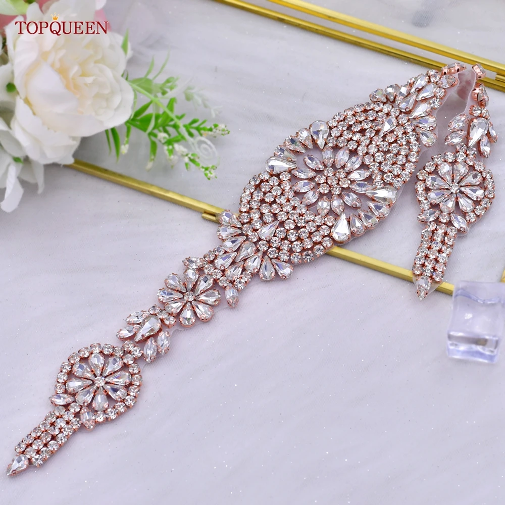 Topqueen s123 diy strass apliques de luxo artesanal nupcial cinto feminino costurar em guarnições vestido saco roupas acessórios decoração