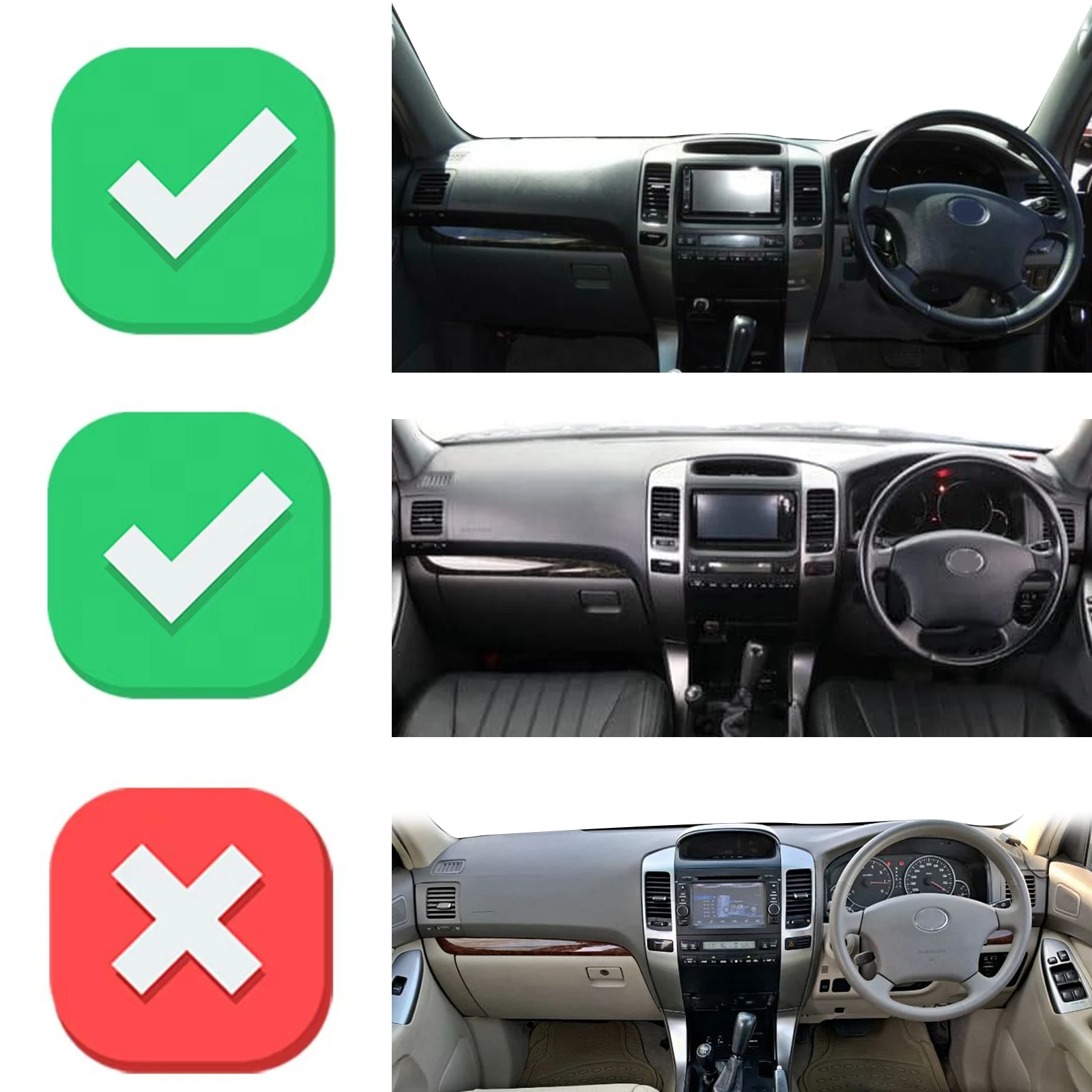 يصلح لتويوتا لاند كروزر برادو 120 J120 2003-2009 اكسسوارات داشمات واقية السجاد غطاء لوحة القيادة وسادة داشمات ظلة