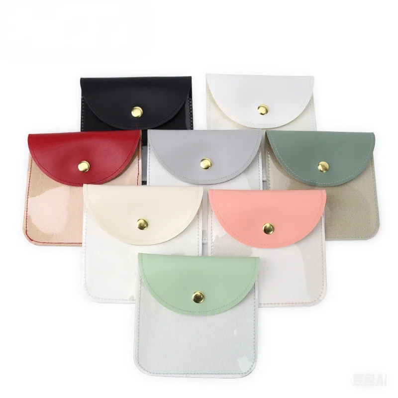 

1Pc PU Leather Jewelry Packaging Bags Necklace Ring Bracelet Earrings Organizer Storage Snap High End Mini Gift Jewelry Pouch