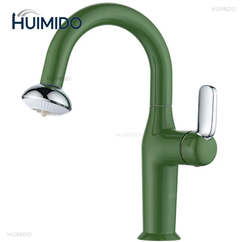New Colorful Bathroom Basin Faucet Hot and Cold Rotation Lavotory Faucet Bathroom Vessel Sink Mixer Taps Pull Out Decked