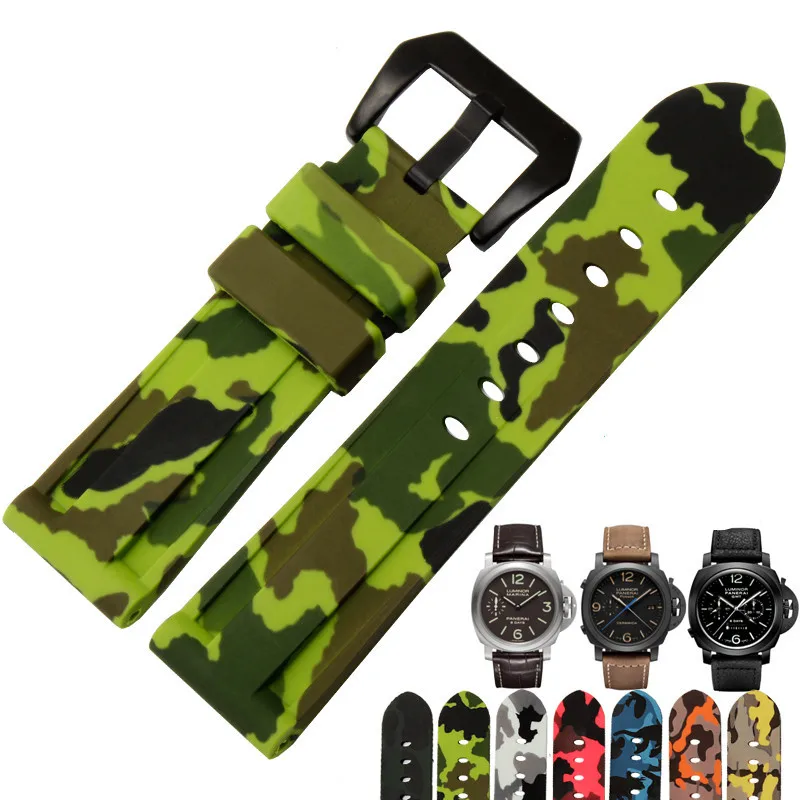 

Rubber Silicone Watch Band 22mm 24mm 26m Men's Watchband Strap Camouflage Sport Waterproof Band for Panerai Universal Wristband