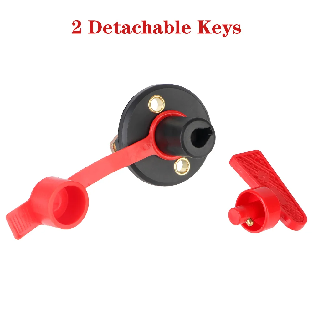 2 Keys Removable Battery Switch Battery Isolator Disconnector Vehicle Car Modified Main Cut Off Kill Switch 12V 24V 125A