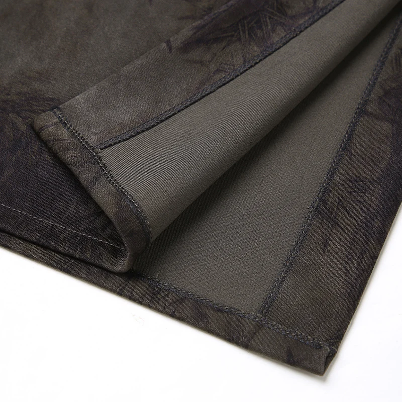 ZUZK Double Slit Qipao Skirt Women's Spring Autumn New Style Retro High Waisted Printed Bag Hip Skirt Mid-length One Step Skirt