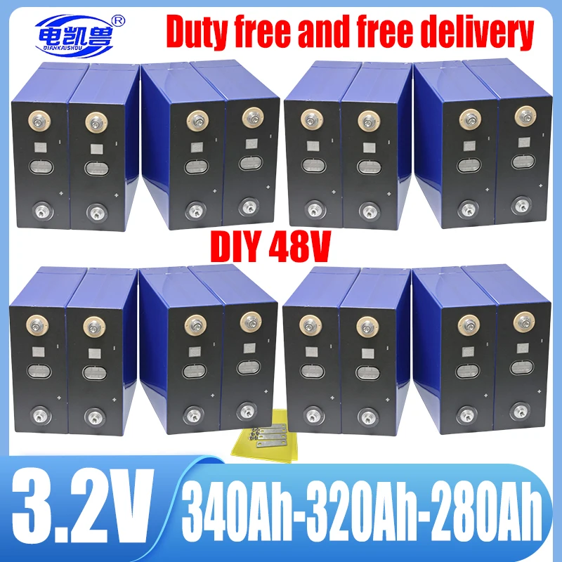 16PCS New 3.2V 320Ah 340Ah 280Ah 310Ah 105Ah LF280K LiFePO4 Battery Brand new Grade A DIY 12V 24V 48V Solar RV EV Camping No Tax