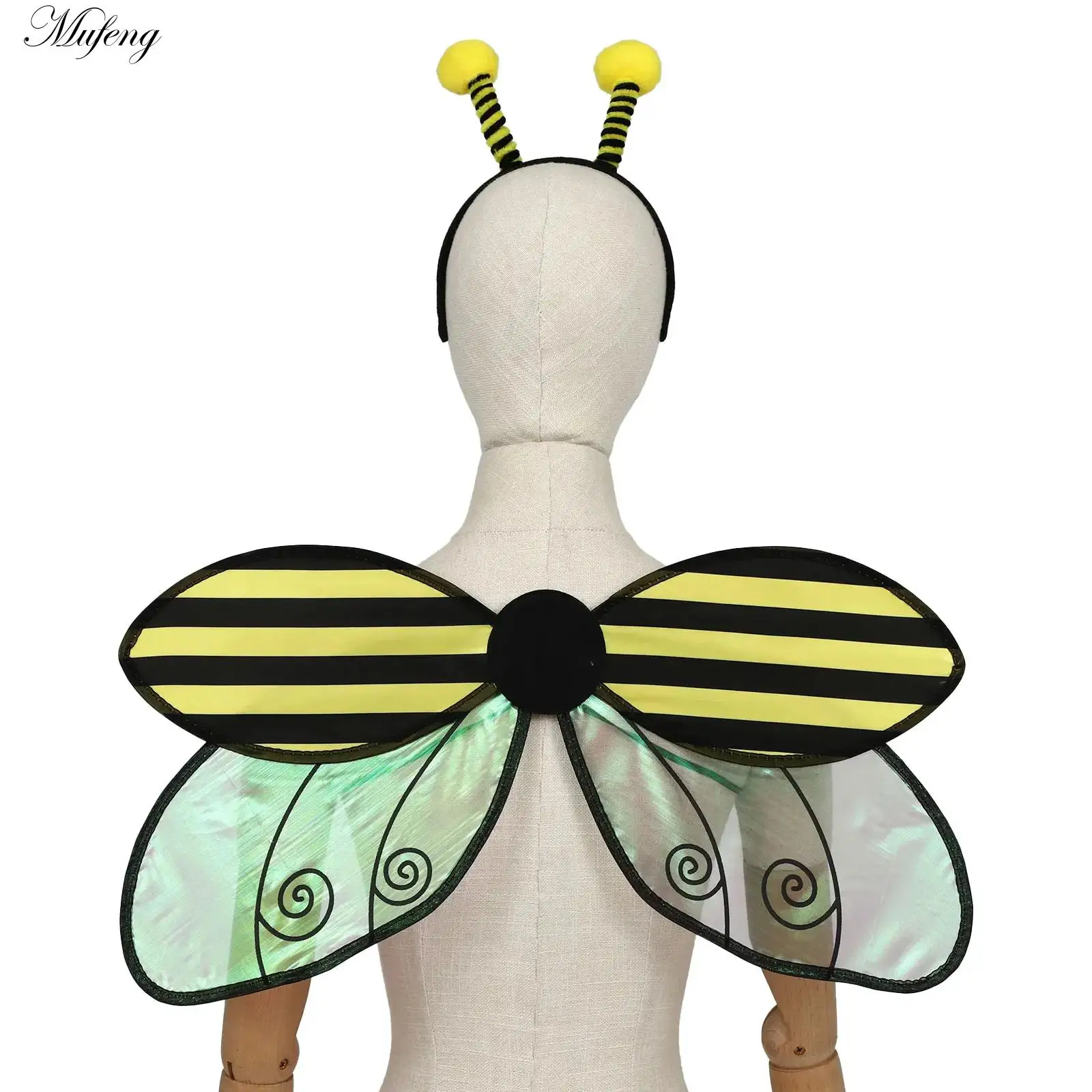 Skrzydła Bumble Bee z Opaską dla Dorosłych i Dzieci, Przebranie na Scenę, Maskaradę, Cosplay, Skrzydła Przesmyków do Odgrywania Ról, Skrzydła Owadów