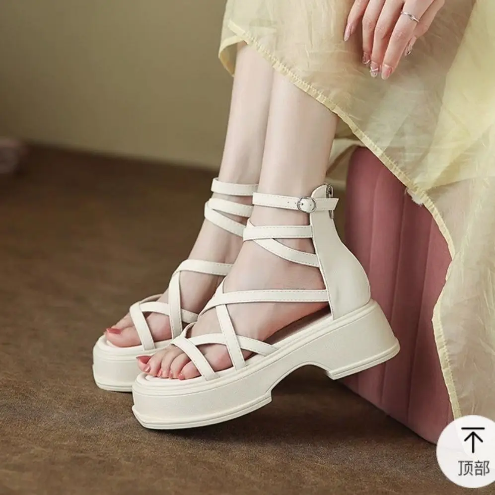 

British Style Women High Heel Sandals Thick Platform Roman Shoes Elegant Zapatos De Verano Mujer Sandals Women Sandalias Mujer