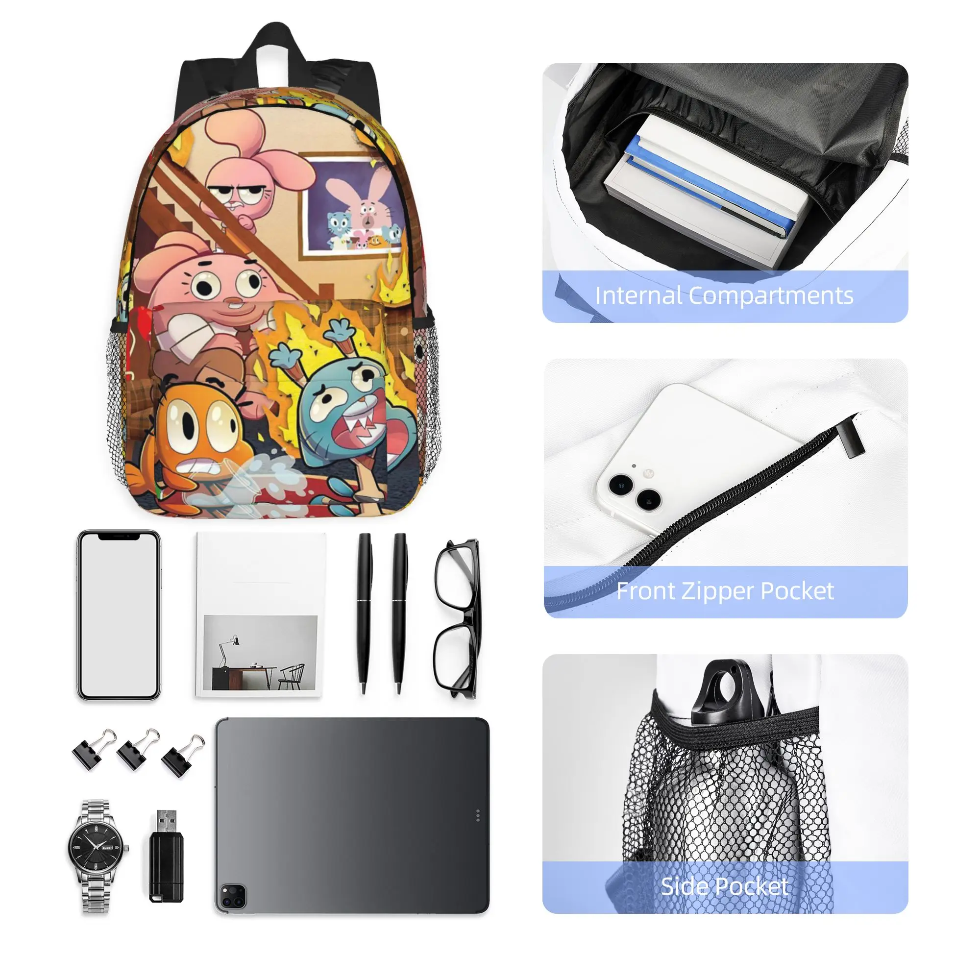 The Amazing World of Gumball Cartoon Backpack Hot Sale Daypack Boys Girls BookBag Shoulder Bags for Men Women School Bag