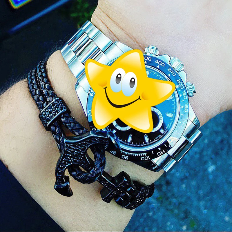 Atolyestone Artillery Wiith Anchor Magnetic Clasp Bangles Unique In Stainless S…