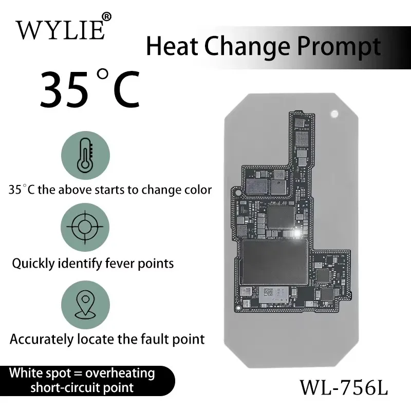 WYLIE WL-756L Motherboard Temperature Measuring Chip 35°C Color Change Indicator Flexible Reusable Tool for Phone PCB IC Repair
