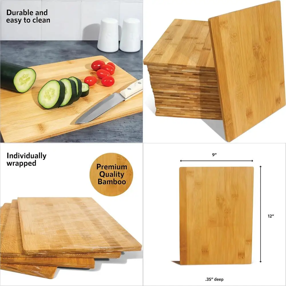 Conjunto de tábuas de corte de bambu no atacado de 18, 12x9x0,35, ideais para cozinha e jantar, duráveis e fáceis de cuidar