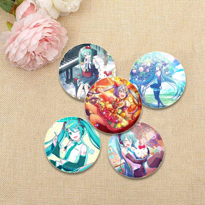 Round Cartoon Brooches Project Sekai‌ Tinplate Pins for Backpack Cothes Accessories Anime Collection Badge Hat Decoration Gifts